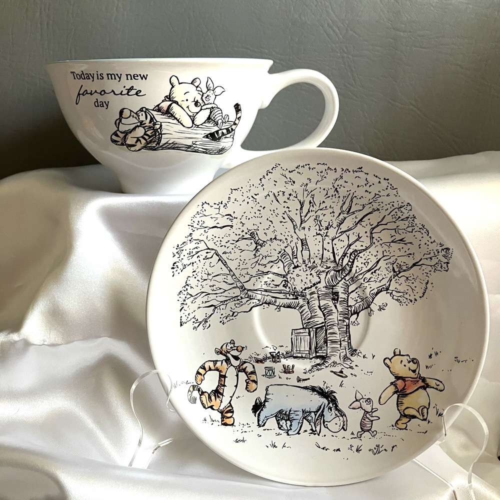 Disney Winnie the Pooh Favorite Day Oversized Cup Saucer Eeyore Tigger Piglet